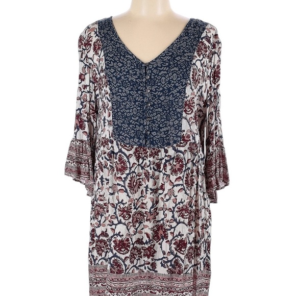 New Style & Co. Boho MIDI Length Dress Navy & Burgandy Plus Size 1X NWOT - Picture 9 of 14